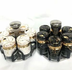 7pcs Marble Rotating Spice Jars