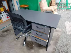 Grey Study Table and Mesh Office Chair Available
