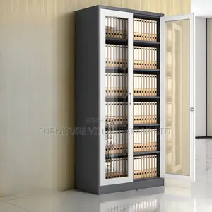 Cabinets: Modern Style Glass Front Cabinet 180cm Tall