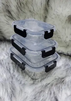 3in1 Glass Snack Storage Box Set Transparent Top Lid