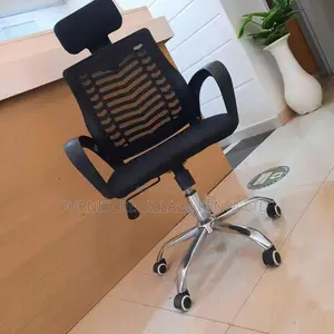 Office Chair:Secretarial Mesh Ergonomic Headrest Seat-Wheels