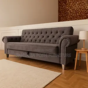 3-Seater Chesterfield Tufted Charcoal Sofa