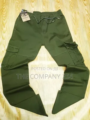 Quality Men Khaki Cargo Pants Trousers With Bands