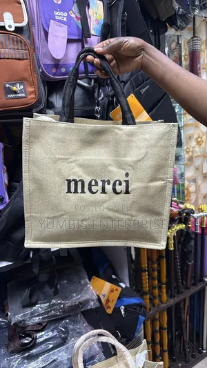 Brown Jute Tote Bags With Zip