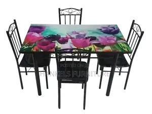 Dining Table Set 4 Seater Glass Top