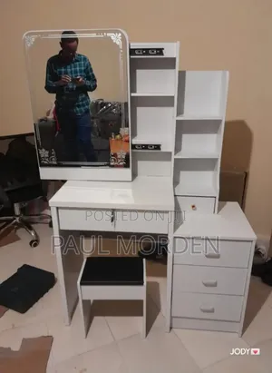 Vanity Dressing Mirror With Stool Set