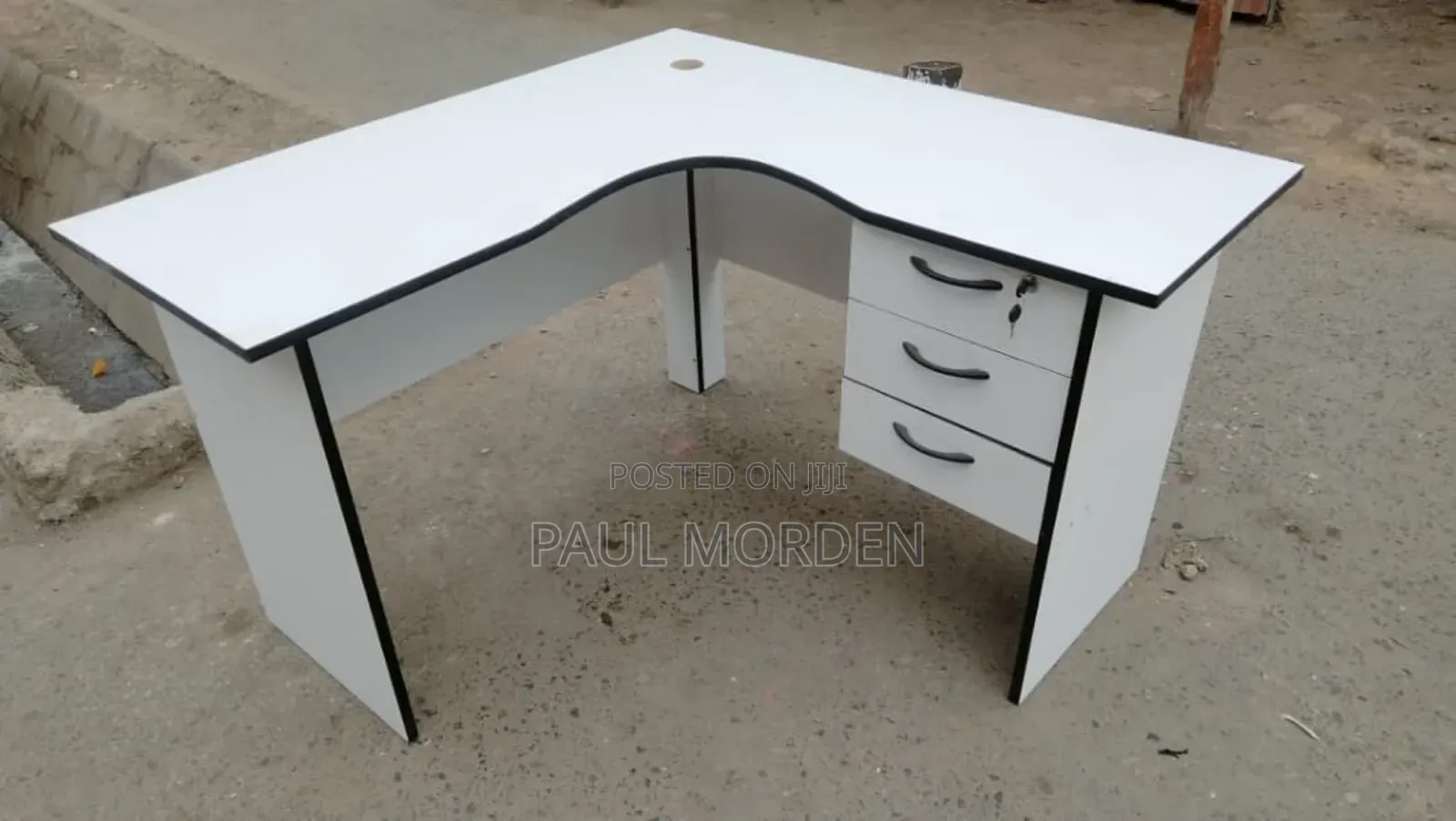 White L Shape Computer Table