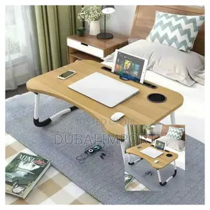 Foldable Wooden Laptop Stand With a Cup Holder
