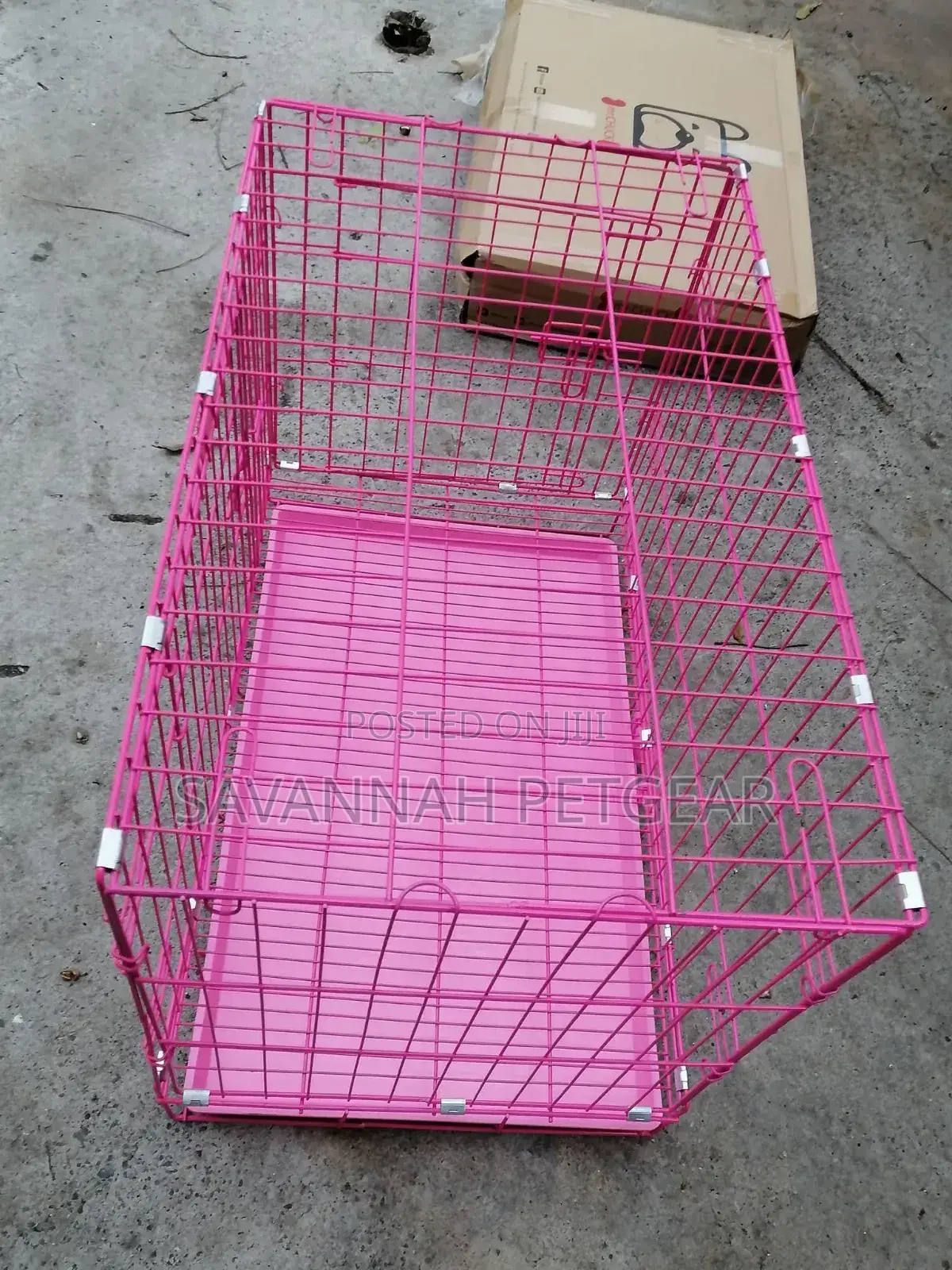 Dog Kennel Folding Metal Pet Crate - Large Double Doors