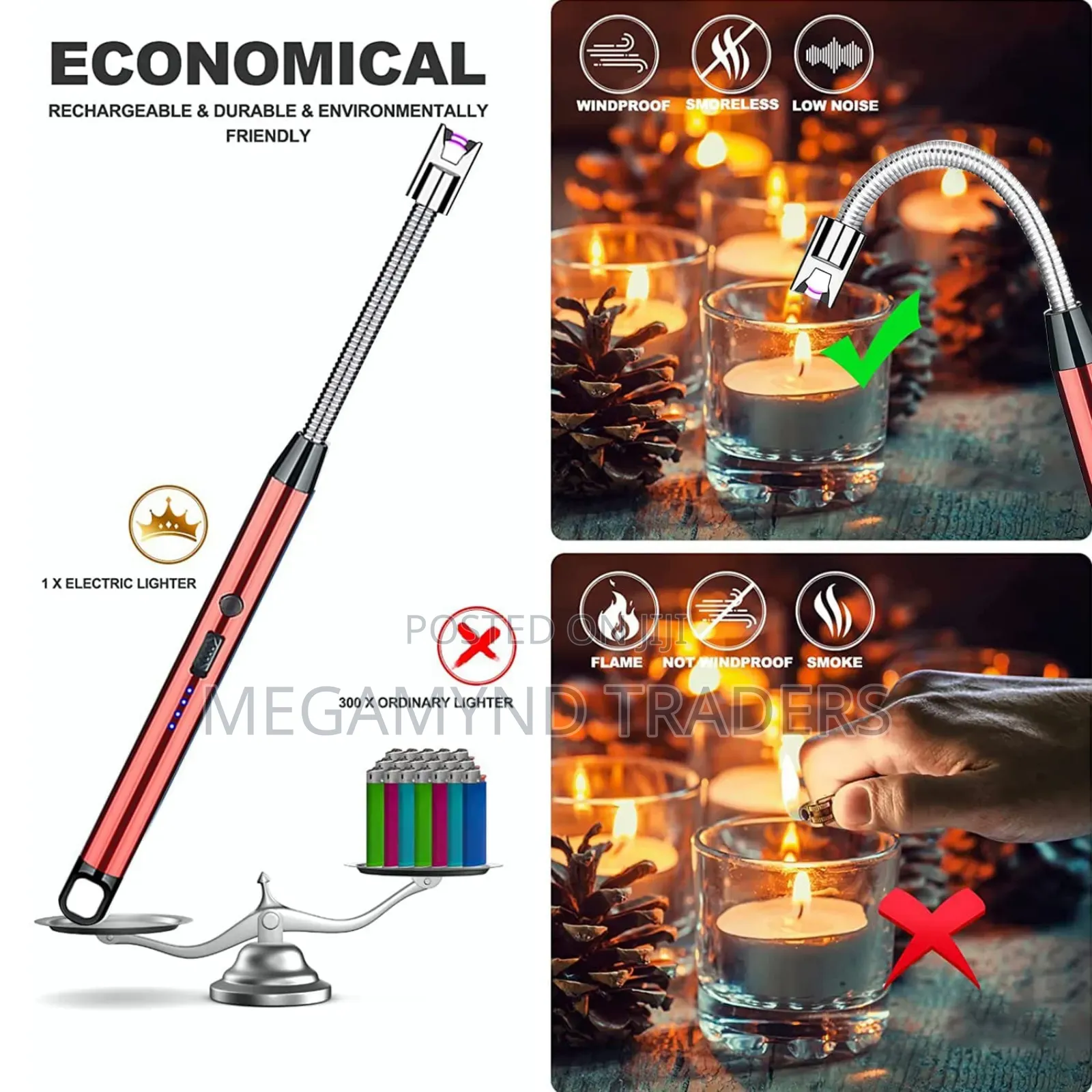 Rechargeable Electric Lighter/Usb Arc BBQ Lighter Wind Proof