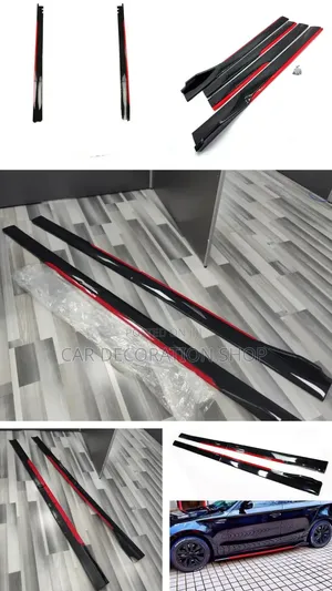 Gloss Black With Red Plastic Car Side Skirts Body Kit