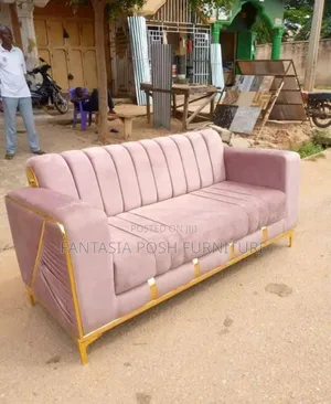 Blush Pink Velvet 3 Seater Sofa With Gold Frame