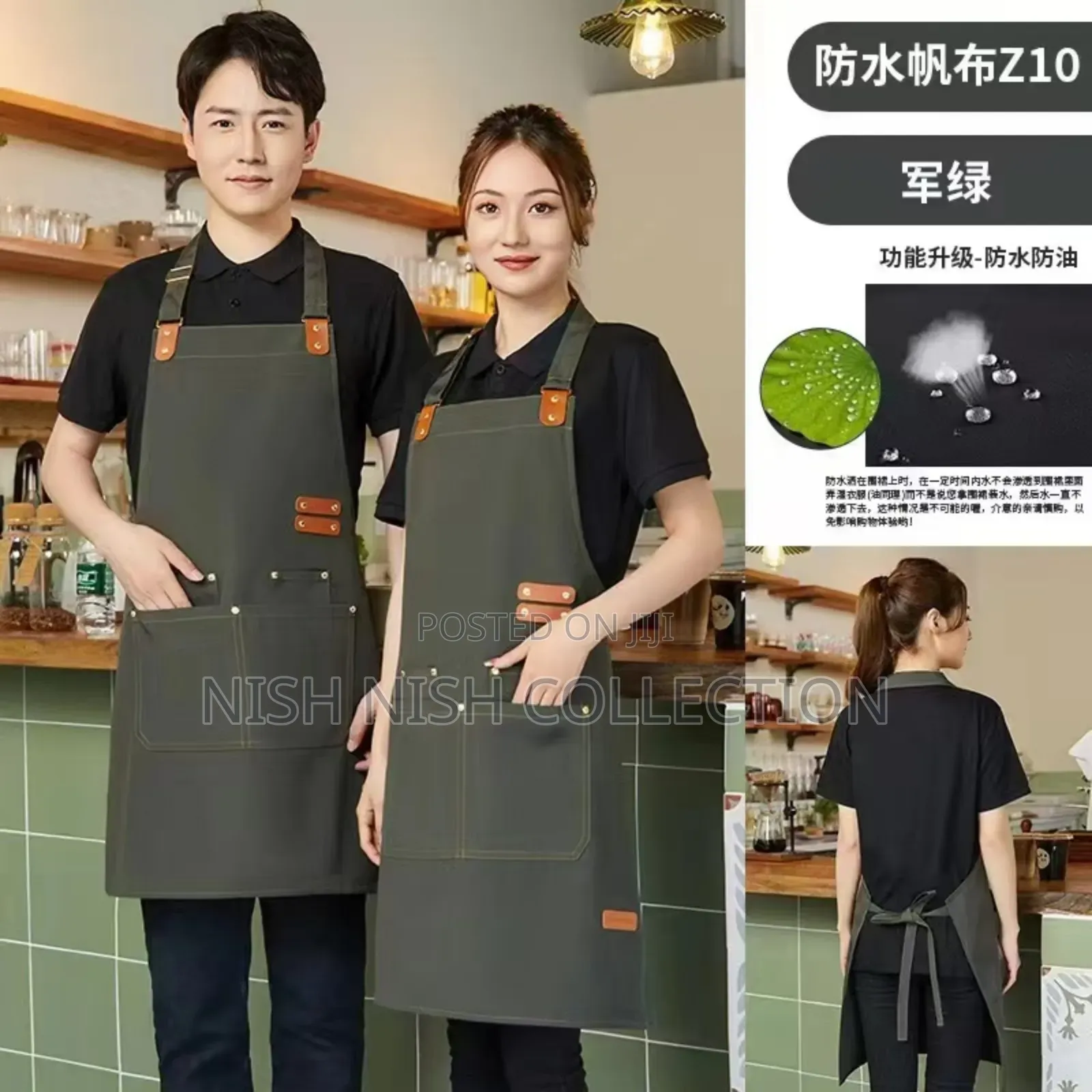 Premium Upscale Apron With Pockets and Leather Straps