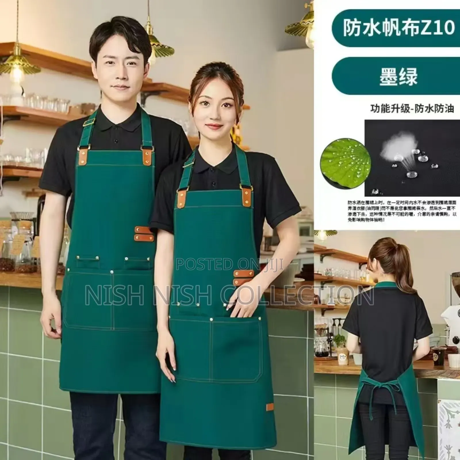 Premium Upscale Apron With Pockets and Leather Straps