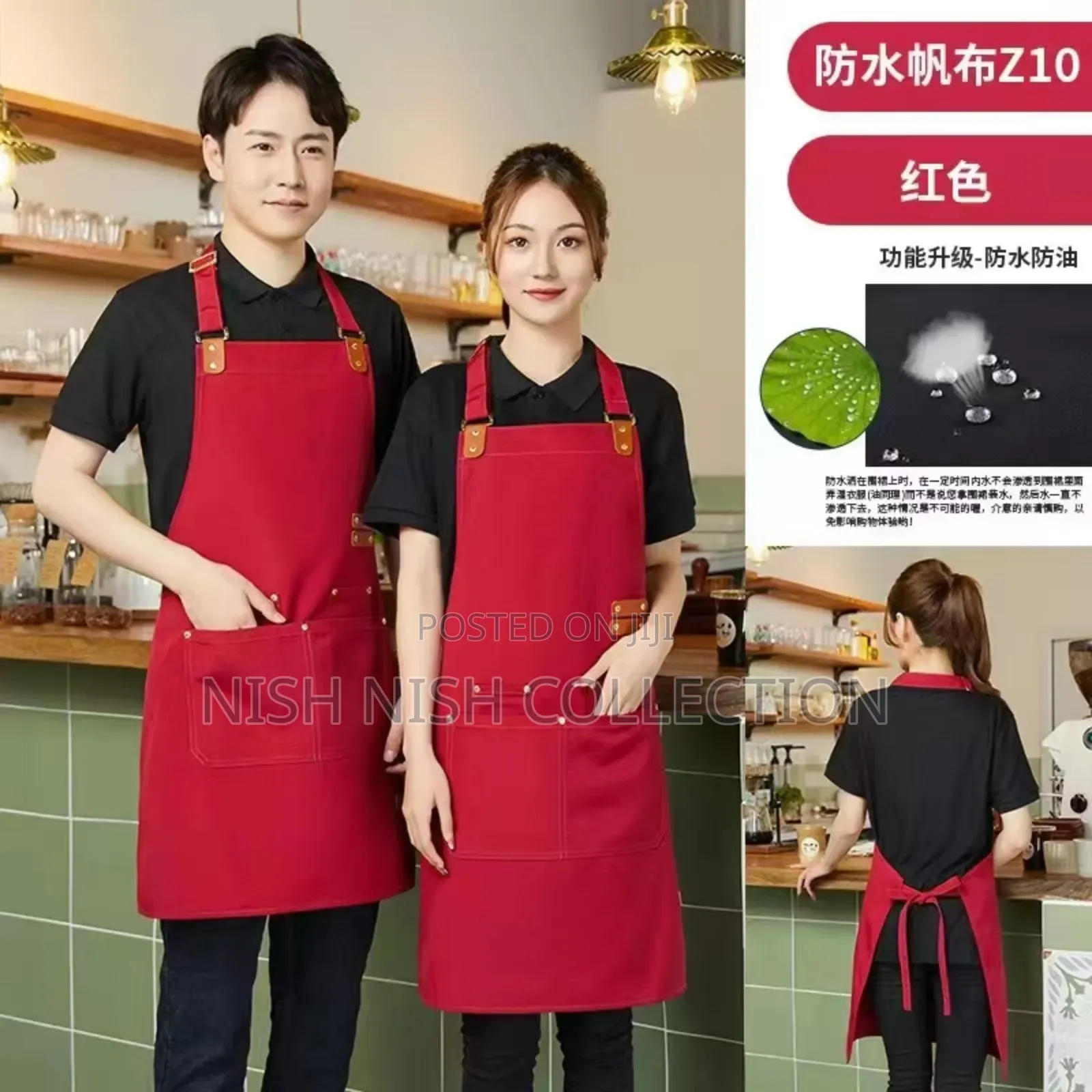 Premium Upscale Apron With Pockets and Leather Straps