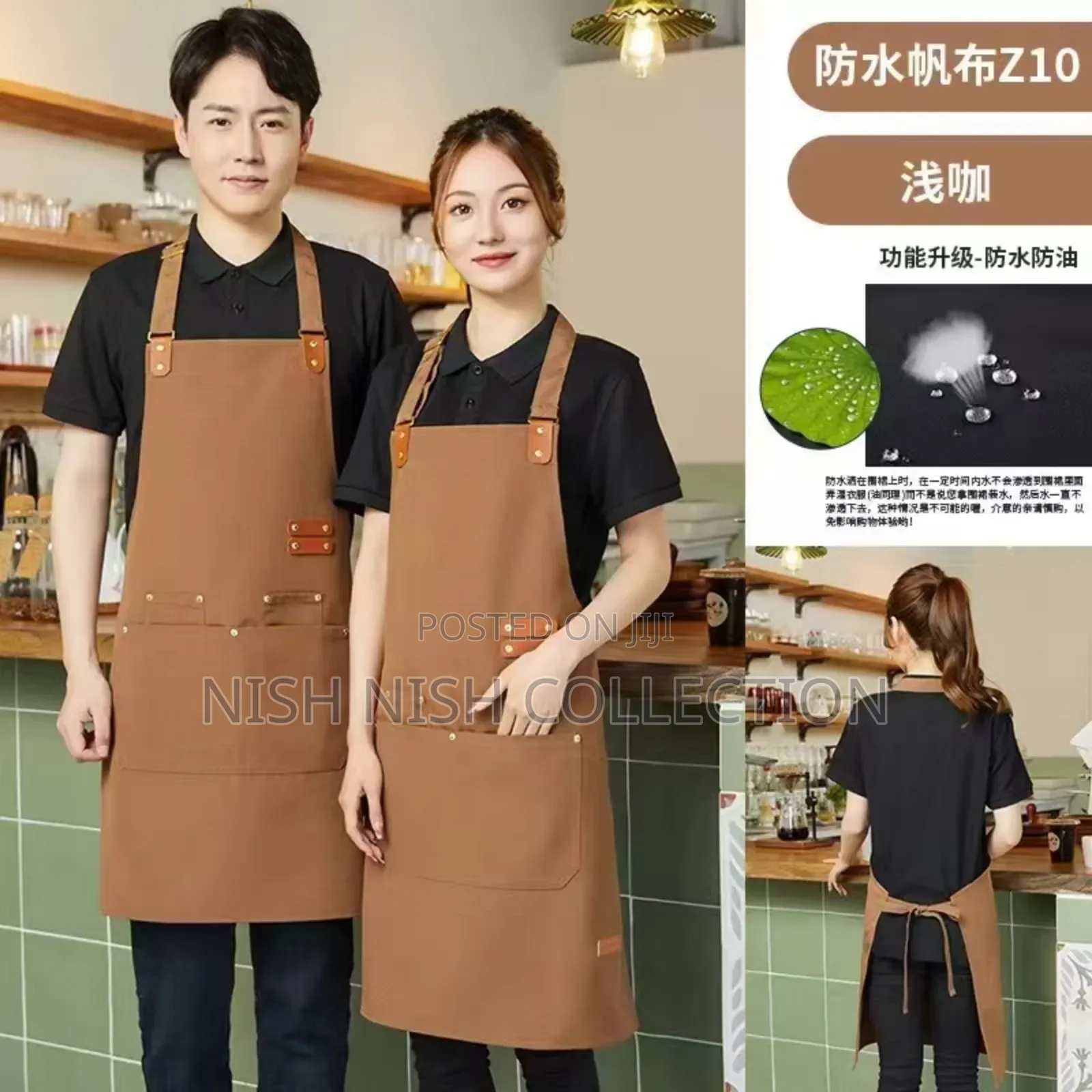 Premium Upscale Apron With Pockets and Leather Straps