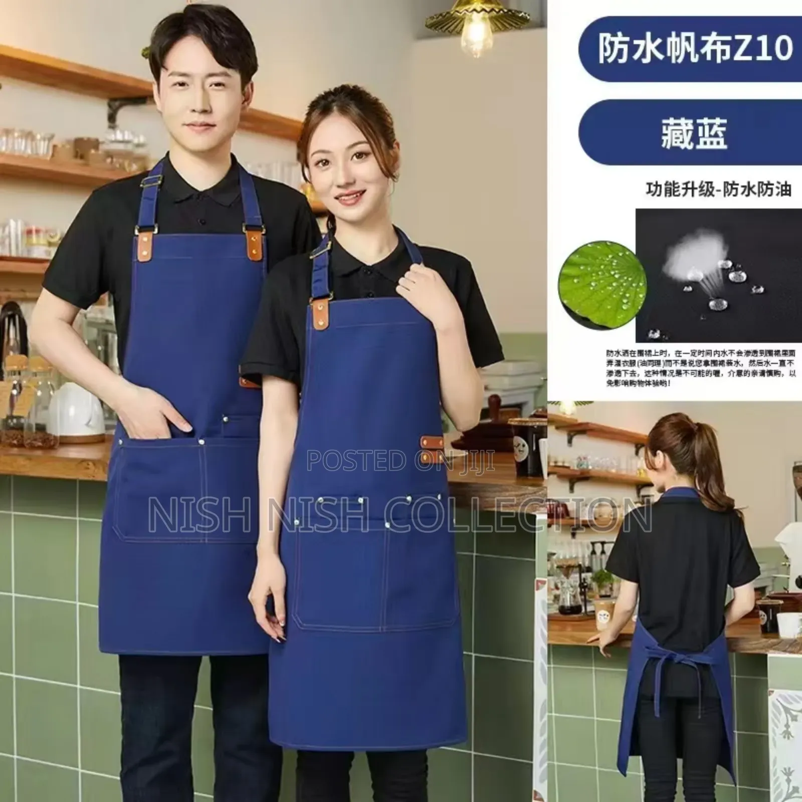 Premium Upscale Apron With Pockets and Leather Straps