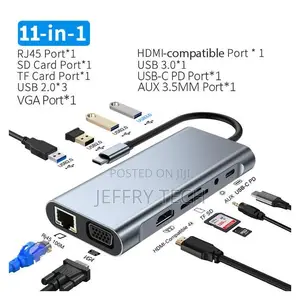 Usb C Hub Type-C to Hdmi-Compatible Vga Rj45 3.5mm Jack U