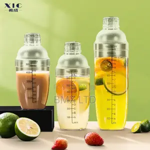 Shaker Bottle Bar Measuring With Scale Plastic Shaking Cup