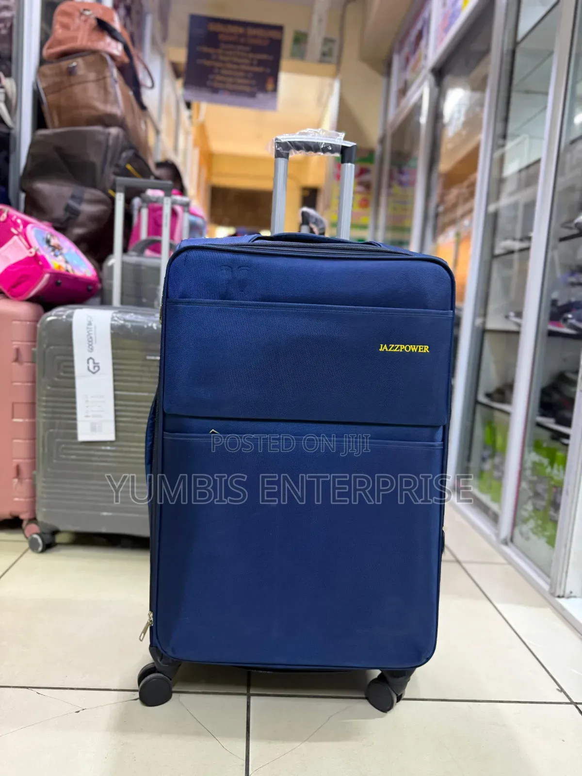 Fabric Suitcase in Navy Blue Large Size
