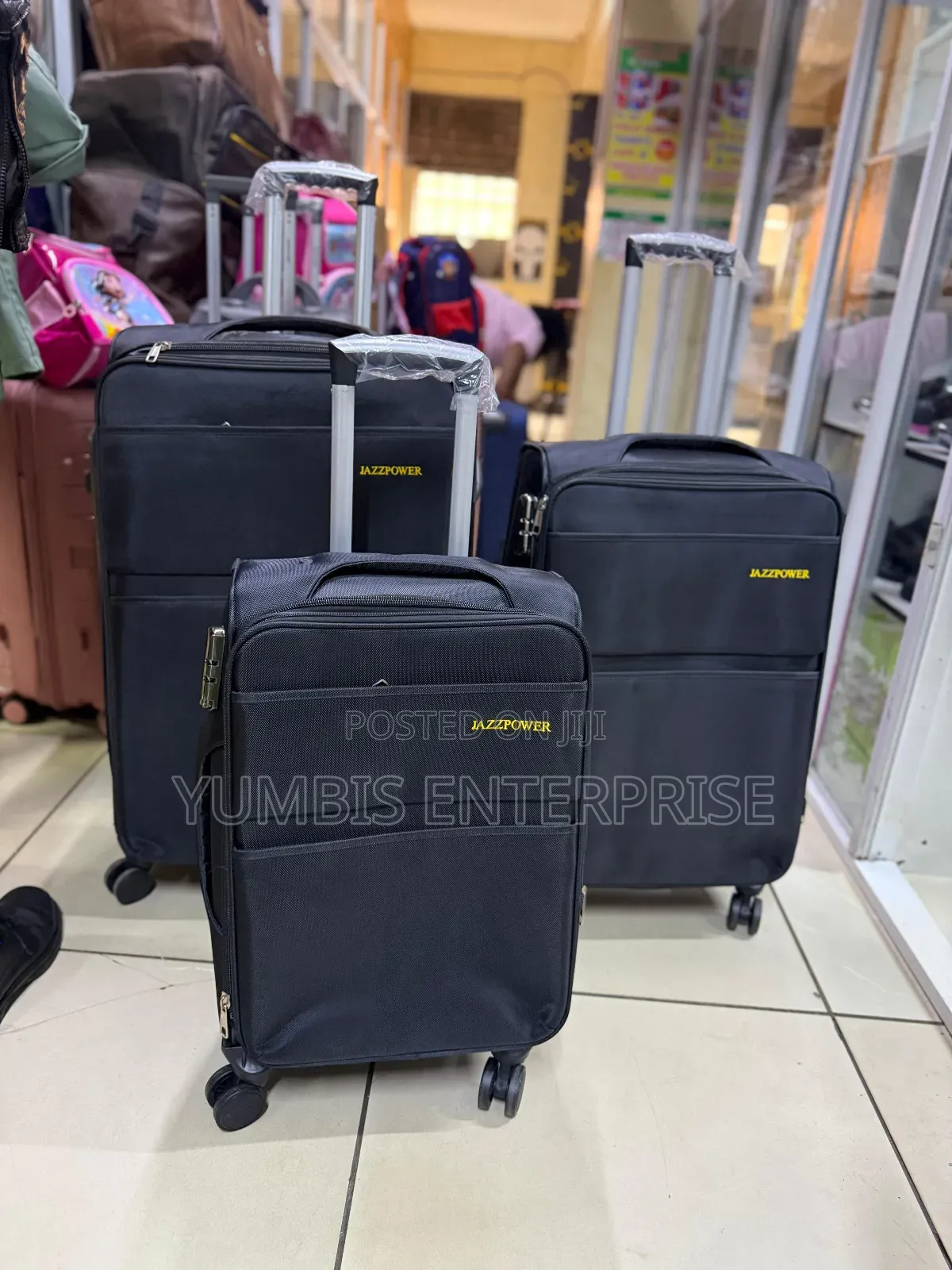 Black 3 in 1 Fabric Suitcase Sets Available