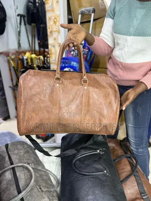 Brown Pu Leather Duffle Bags Medium Size 1400
