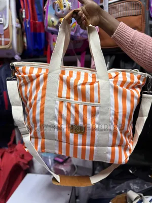 Orange Stripped Large Capacity Summer Tote Bags