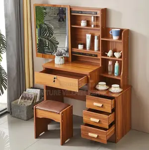 Dressers: Wood Brown Elegant Dressing Table Vanity
