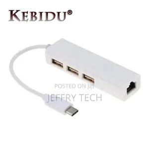 3 Ports Usb Hub 2.0 Type C to Ethernet Lan Rj45 Network Card