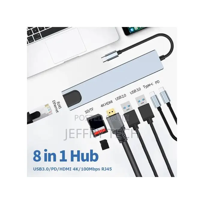 Usb C Hub 8 in 1 Type C 3.1 to Hdmi Adapter With Rj45 S