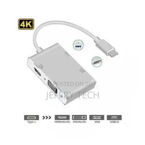 Type-C to Vga/Dvi/Hdmi/Usb 3.0 Hub - Silver