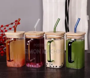 400ml Smoothie Glass With Straw