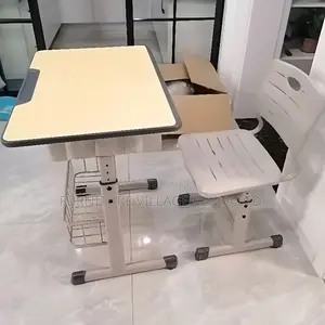 Kid's Desk: Cream Adjustable Children's Desk Chair Set