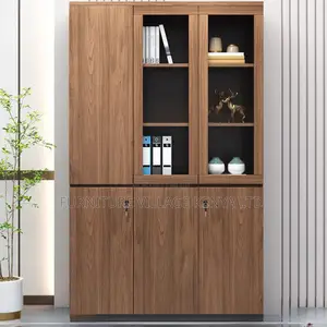 Cabinets: 3-Door Wooden Office Storage Display Closet