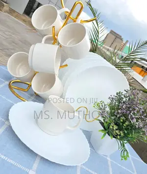 *12pc All White Cups Plates Set