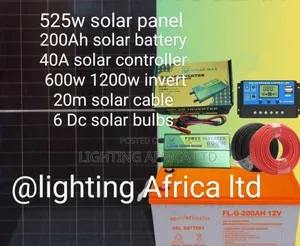 Sunny Kit 525 Watts Solar - 200ah Battery - 600w Inverter - 6 Bulbs