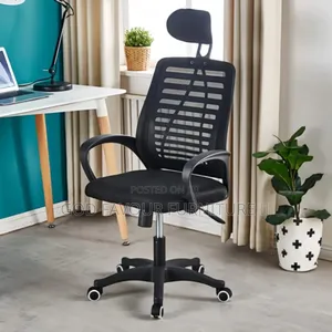 Black Adjustable Headrest Office Chair Seat Dwq2