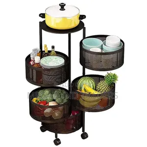 Rotating Wire Mesh Vegetables Holder/4-Layer Fruit Rack