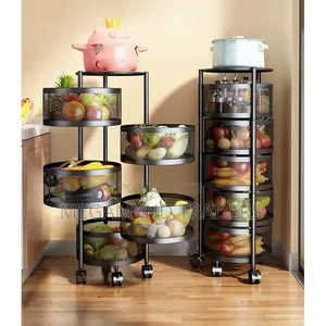 Rotating Wire Mesh Vegetables Holder/4-Layer Fruit Rack