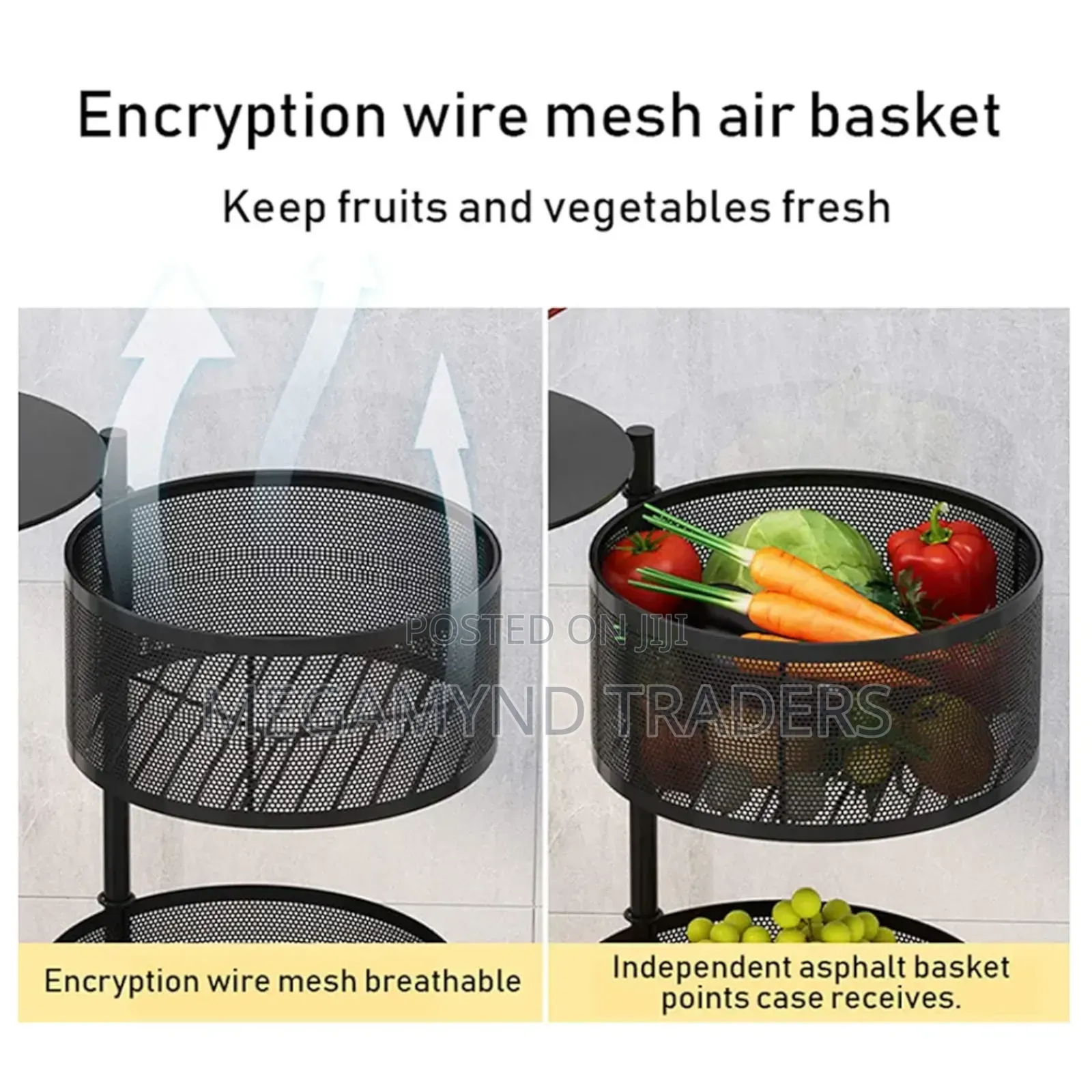 Rotating Wire Mesh Vegetables Holder/4-Layer Fruit Rack