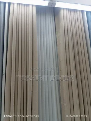 Beige Eyelates Two Piece Window Curtains And White Sheer