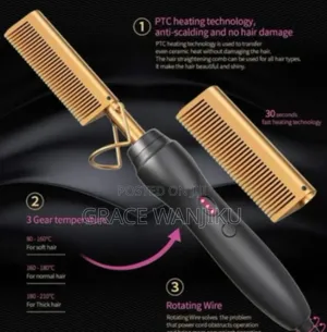 Gold Ceramic Professional Hot Press Comb