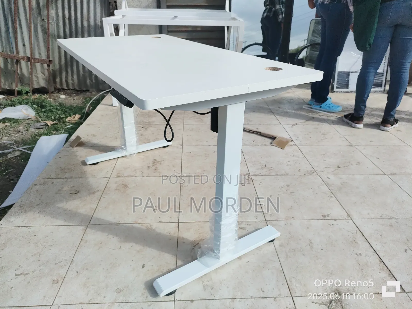 White Standing Electric Adjustable Table