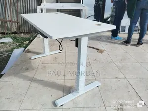 White Standing Electric Adjustable Table