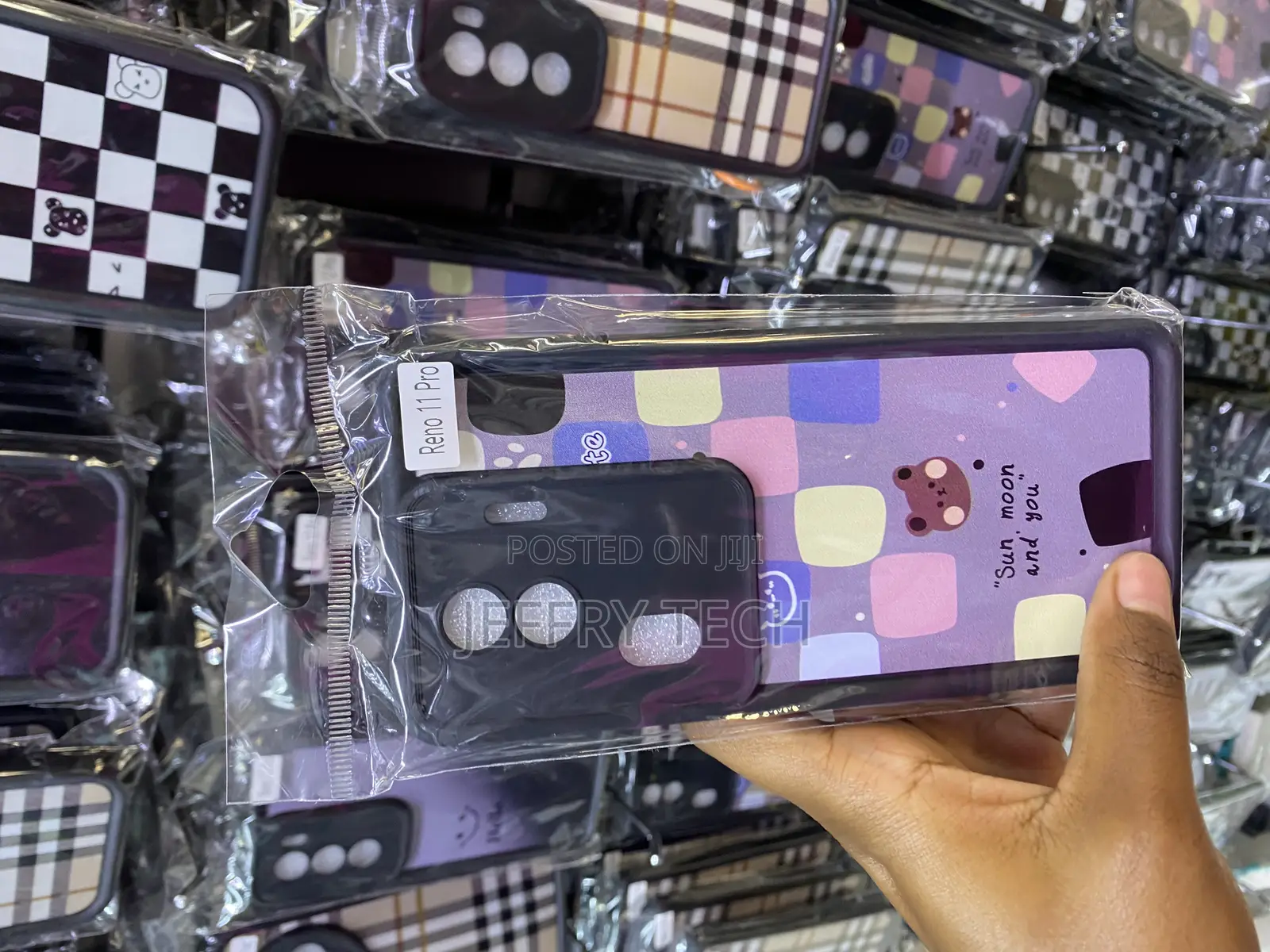 Gingham Checkered Girly Purple Case for Oppo Reno 11 Pro