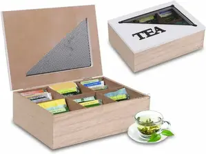 6 Compartments Wooden Teabag/Coffee Organizer