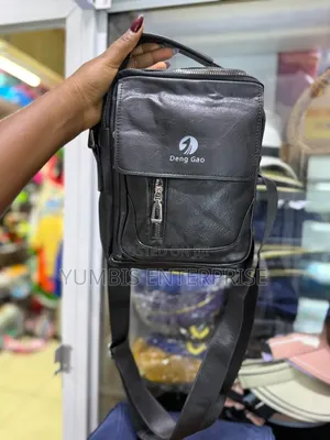 Unisex Leather Sling Bags/Chest Shoulder Bags in Black