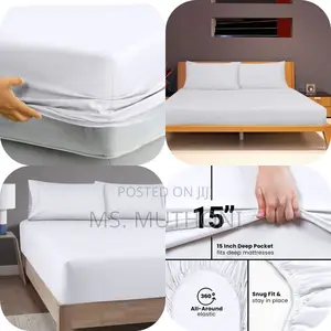 6*7 ,4pc Pattern White Fitted Cotton Besheet Set