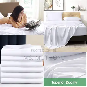 6*6 Plain White Cotton With Stripped Bedsheet