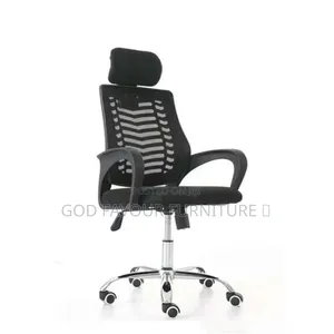 Swivel Headrest Black Office Chair Kpu6